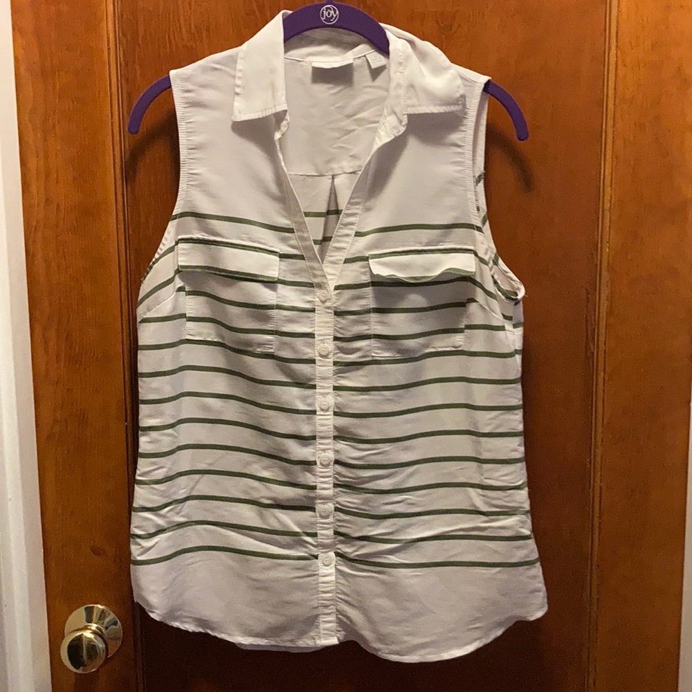 Olive striped collared tank